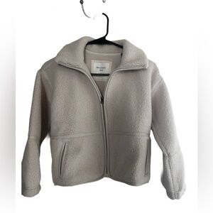 Abercrombie Kids Sherpa Zip-Up Jacket | Size 7/8 | Cream Fleece